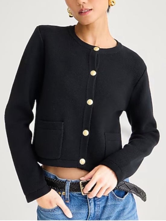 J. Crew Sweaters - J. Crew Emilie Black Knit Sweater Lady Jacket Cardigan Gold Buttons S